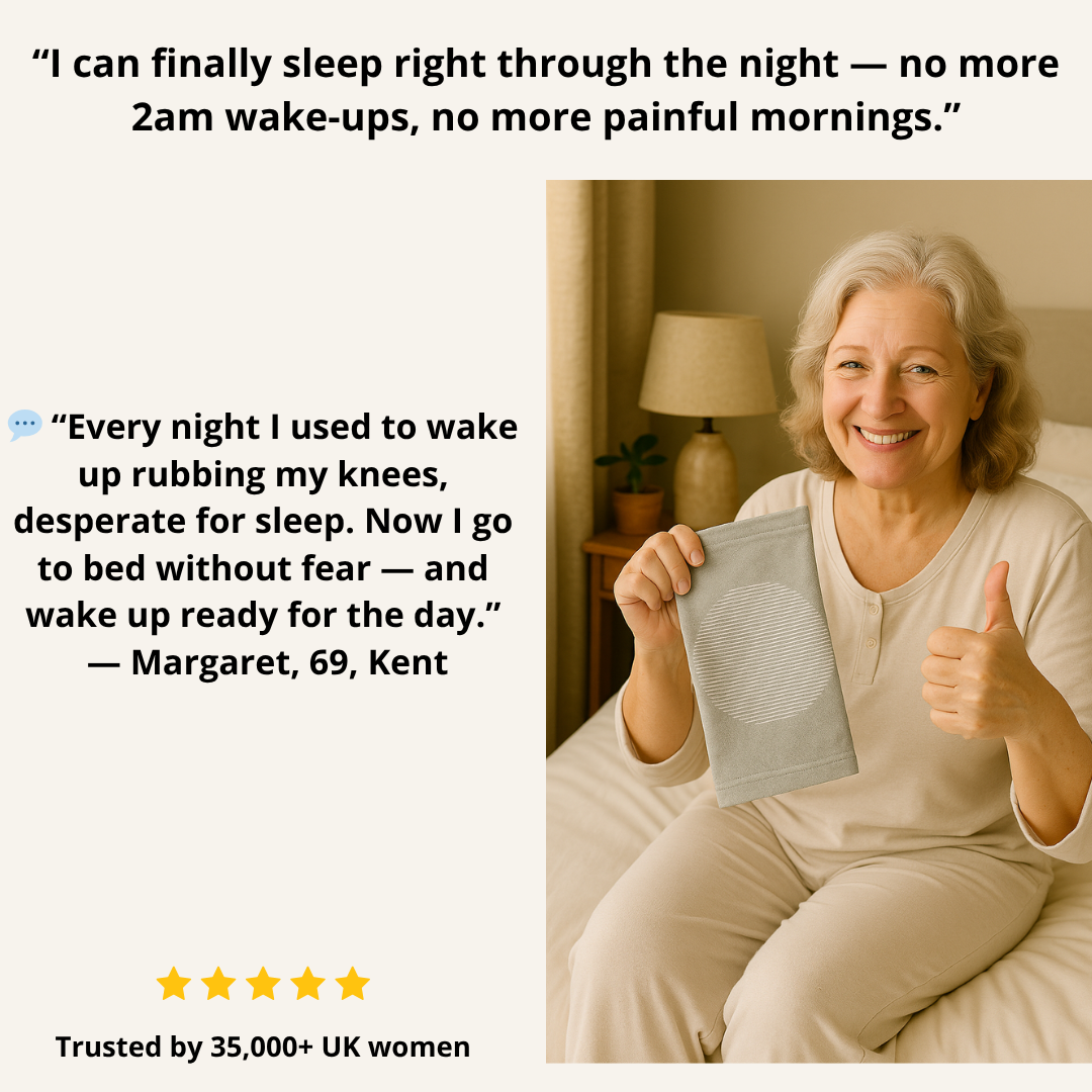 Finally… sleep through the night without burning knee pain waking you up.