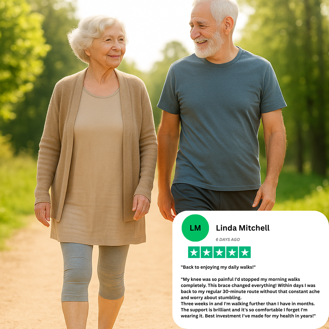 Finally, gentle knee support that helps you feel steady on your feet — without the daily worry